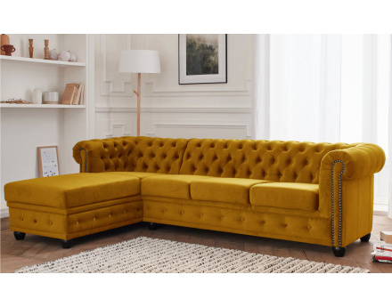 Canapé Chesterfield d'angle gauche 4 places en velours William