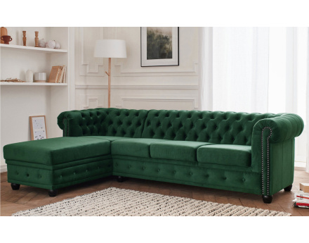 Canapé Chesterfield d'angle gauche 4 places en velours William