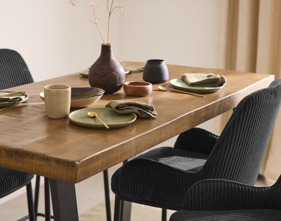 Lot de 2 chaises de bar en velours côtelé gris anthracite 65 cm Salinas