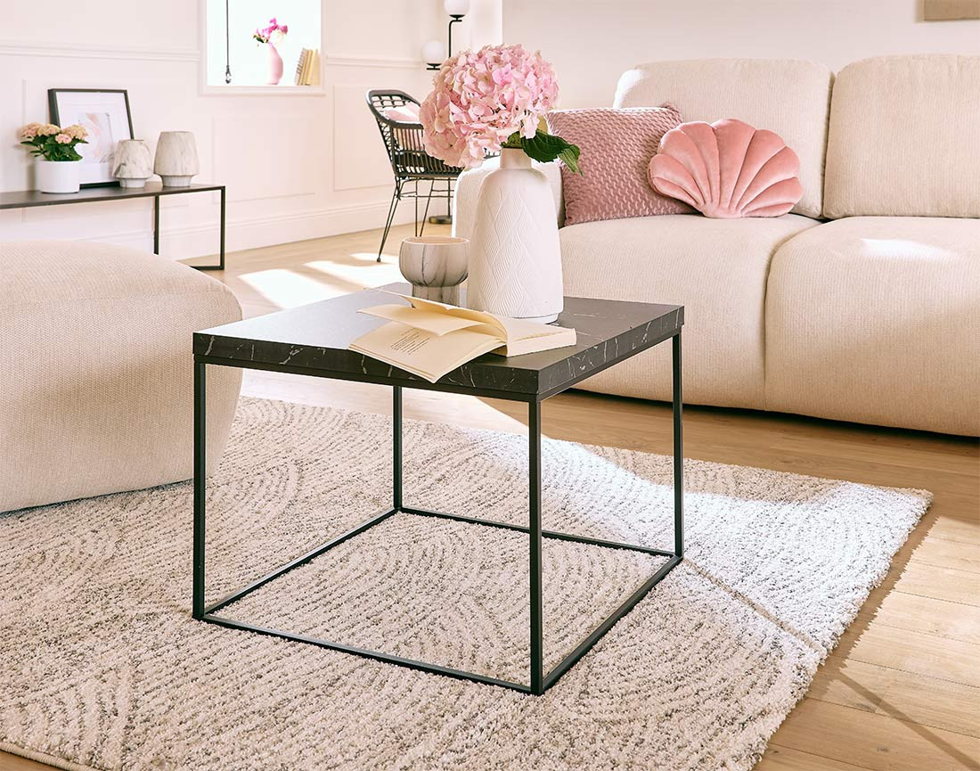 Table basse effet marbre noir 60 cm Alamosa