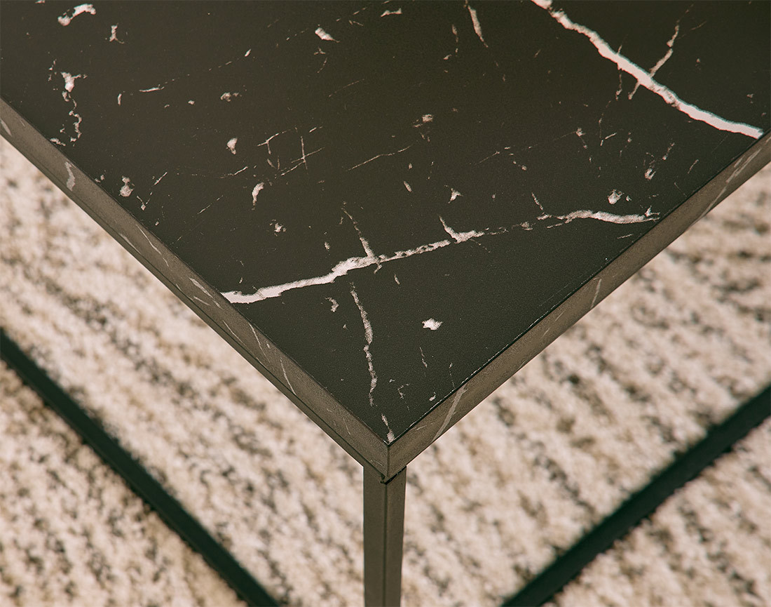 Table basse effet marbre noir 60 cm Alamosa