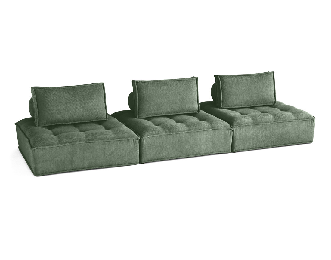 Canapé modulable droit 3 places en velours texturé Marisol