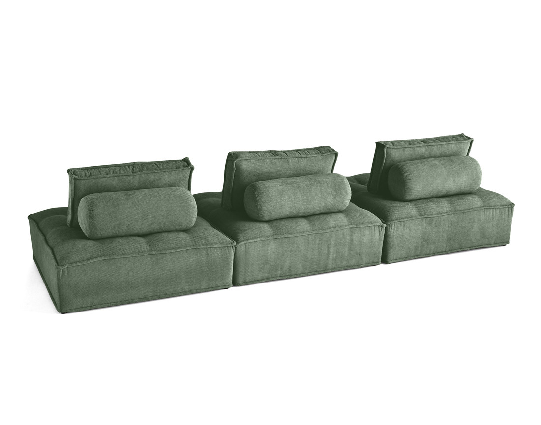 Canapé modulable droit 3 places en velours texturé Marisol
