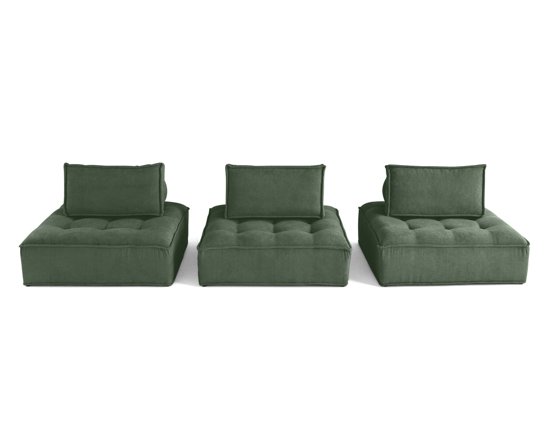 Canapé modulable droit 3 places en velours texturé Marisol