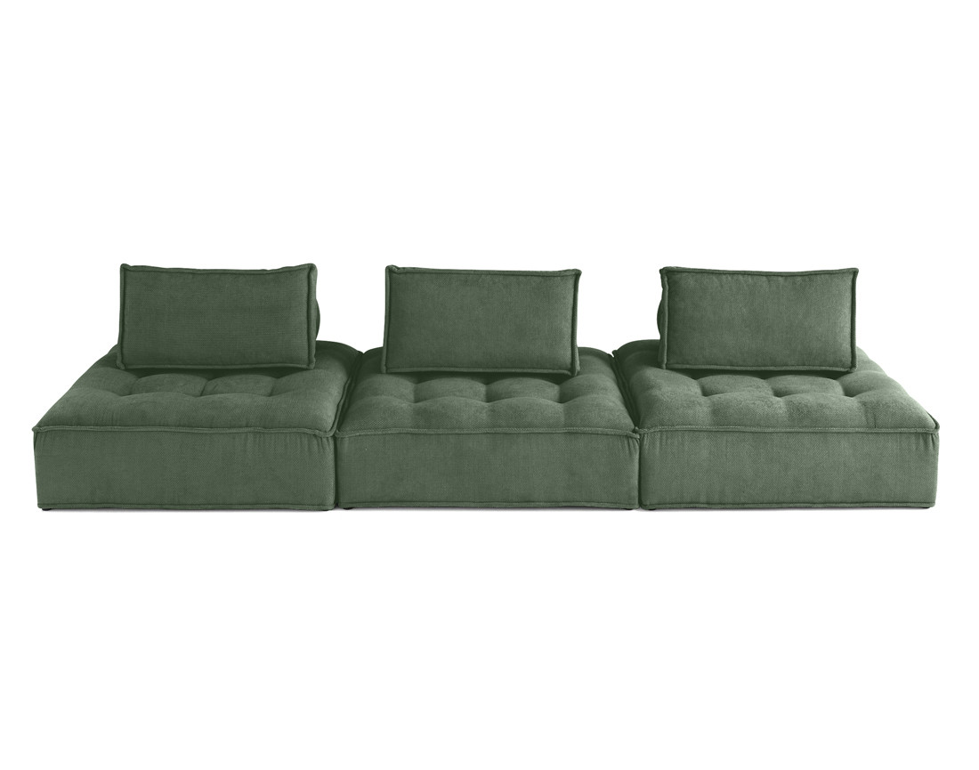 Canapé modulable droit 3 places en velours texturé Marisol