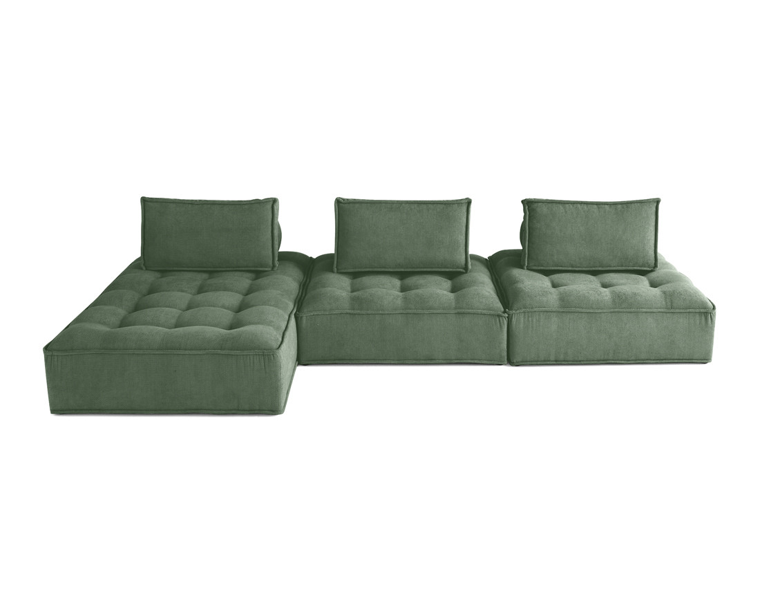 Canapé d'angle modulable 4 places en velours texturé Marisol