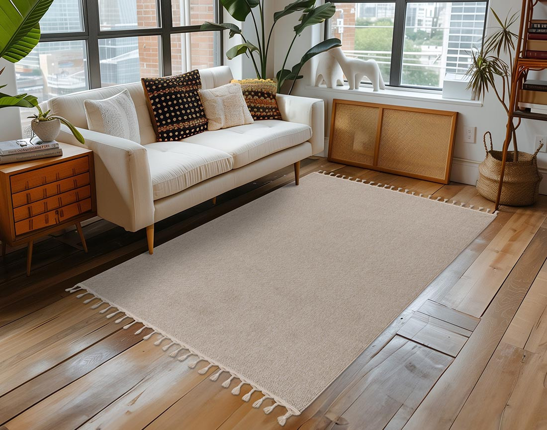 Tapis rectangulaire uni taupe Elma