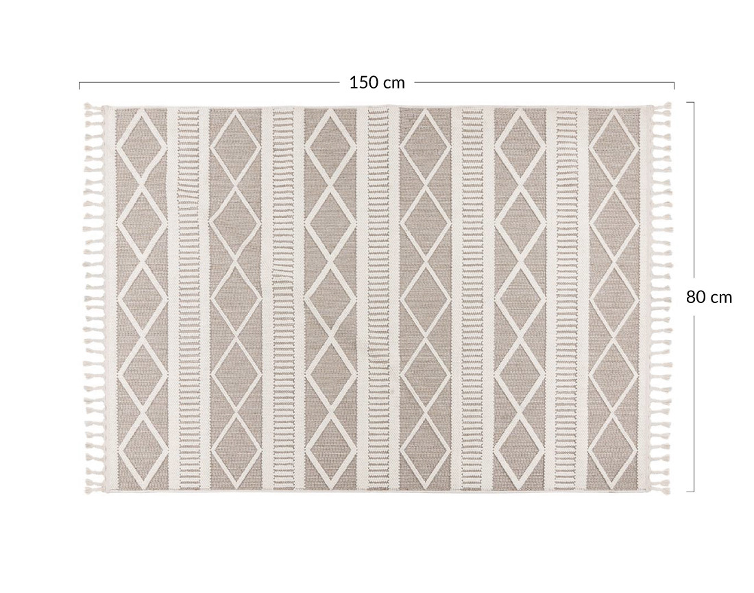 Tapis rectangulaire motif géométrique taupe et blanc Elma