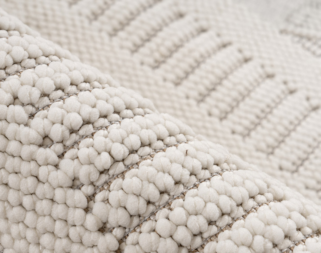 Tapis rectangulaire motif géométrique beige et blanc Elma