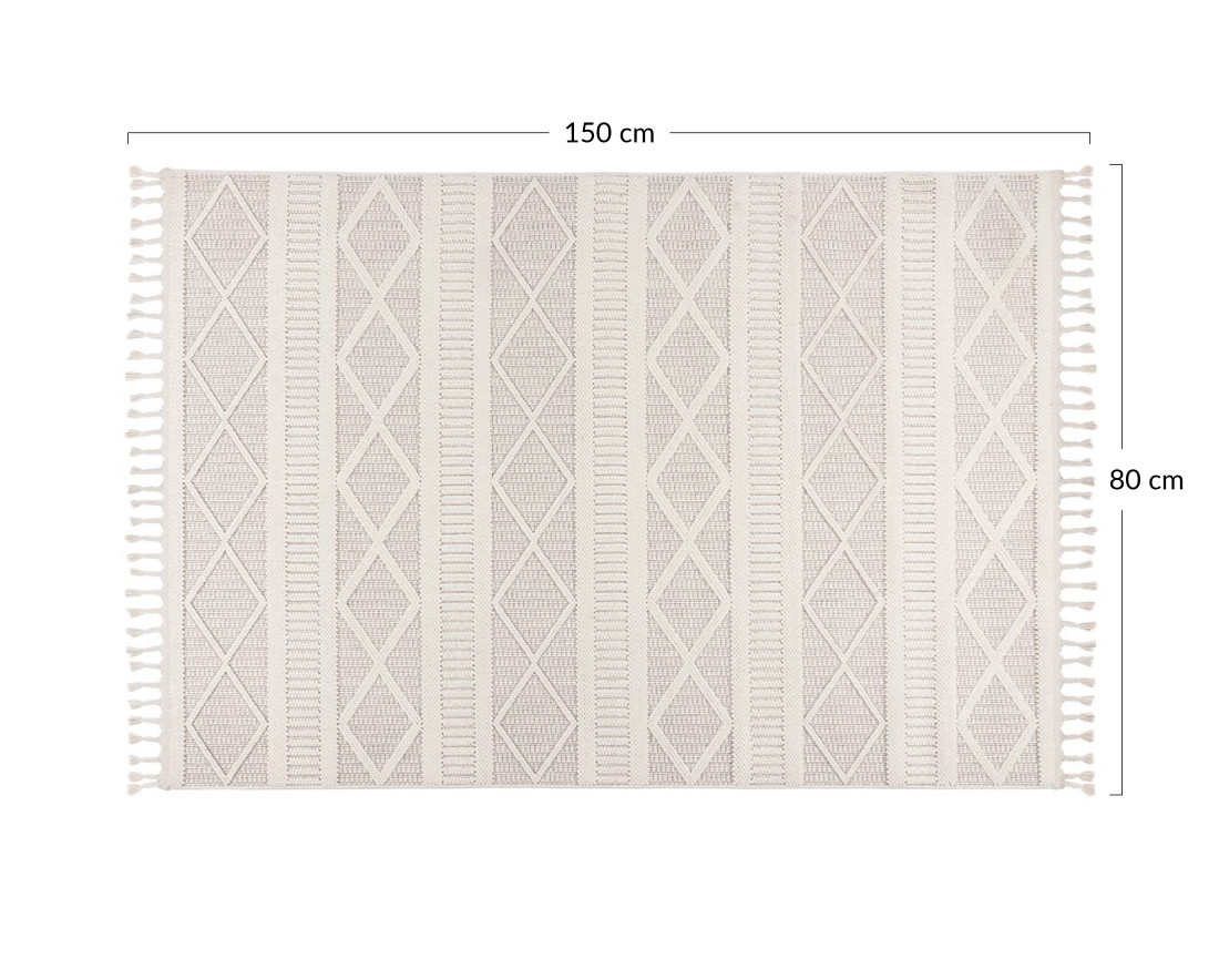 Tapis rectangulaire motif géométrique beige et blanc Elma