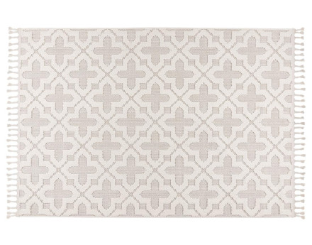Tapis rectangulaire motif graphique beige et blanc Elma