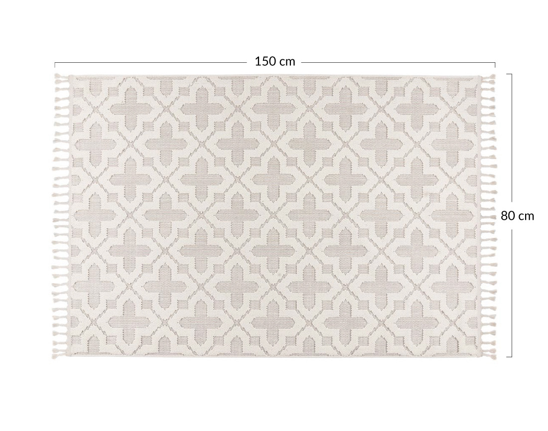 Tapis rectangulaire motif graphique beige et blanc Elma