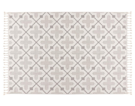 Tapis rectangulaire motif graphique taupe et blanc Elma