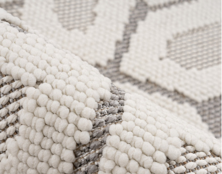 Tapis rectangulaire motif graphique taupe et blanc Elma