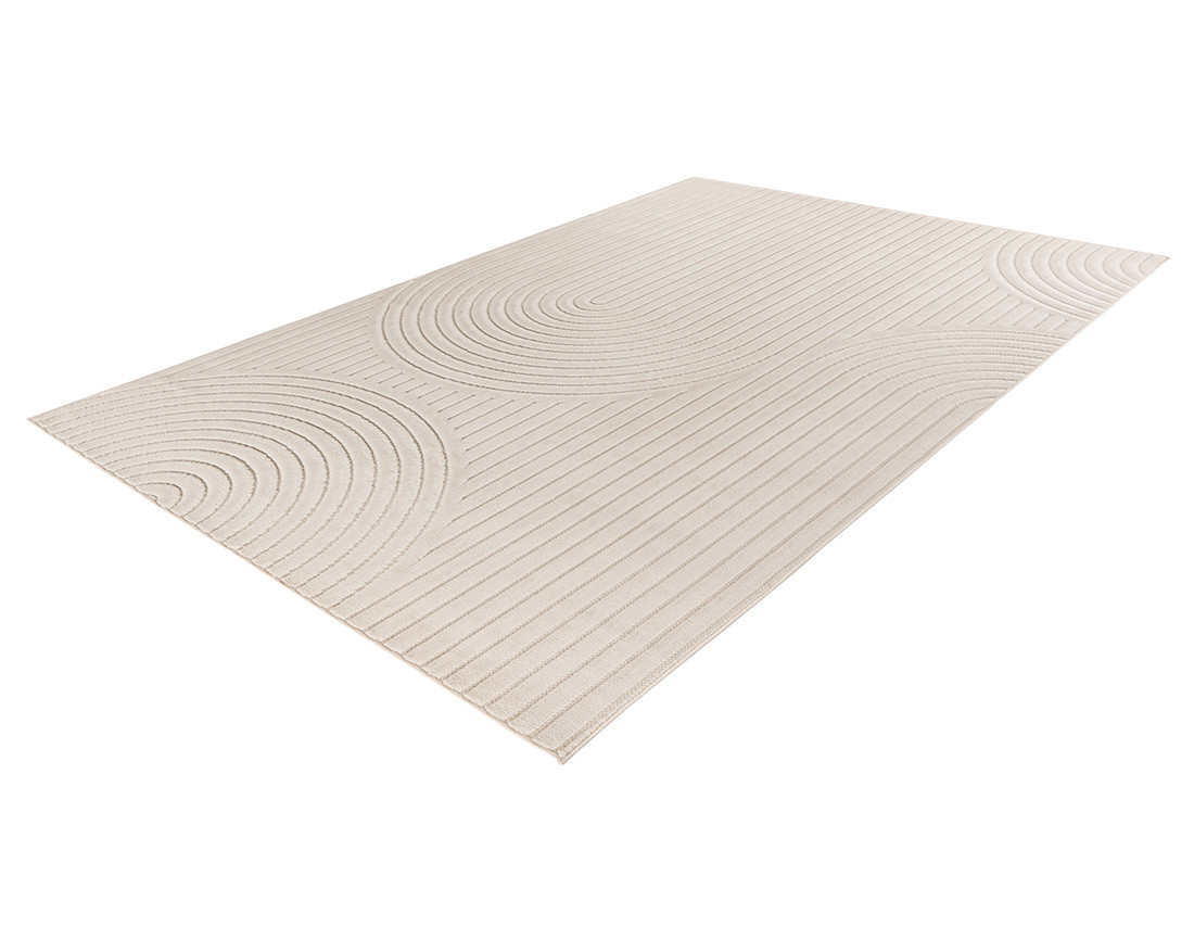 Tapis rectangulaire motif abstrait intérieur et extérieur blanc Rio