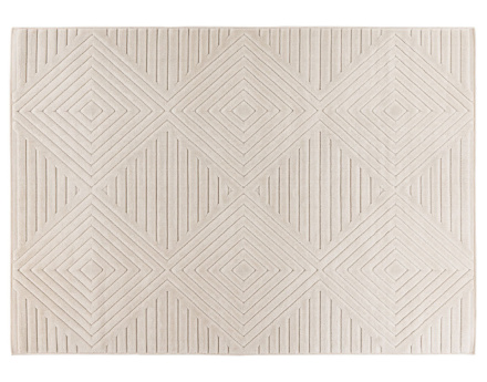 Tapis rectangulaire motif géométrique intérieur et extérieur blanc Rio