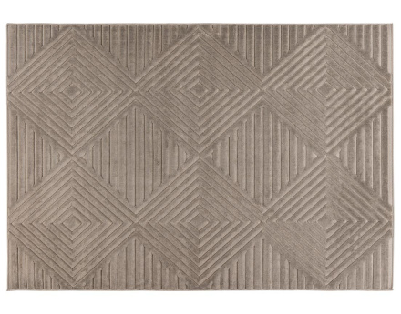Tapis rectangulaire motif géométrique intérieur et extérieur taupe Rio