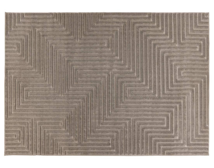 Tapis rectangulaire motif graphique intérieur et extérieur taupe Rio