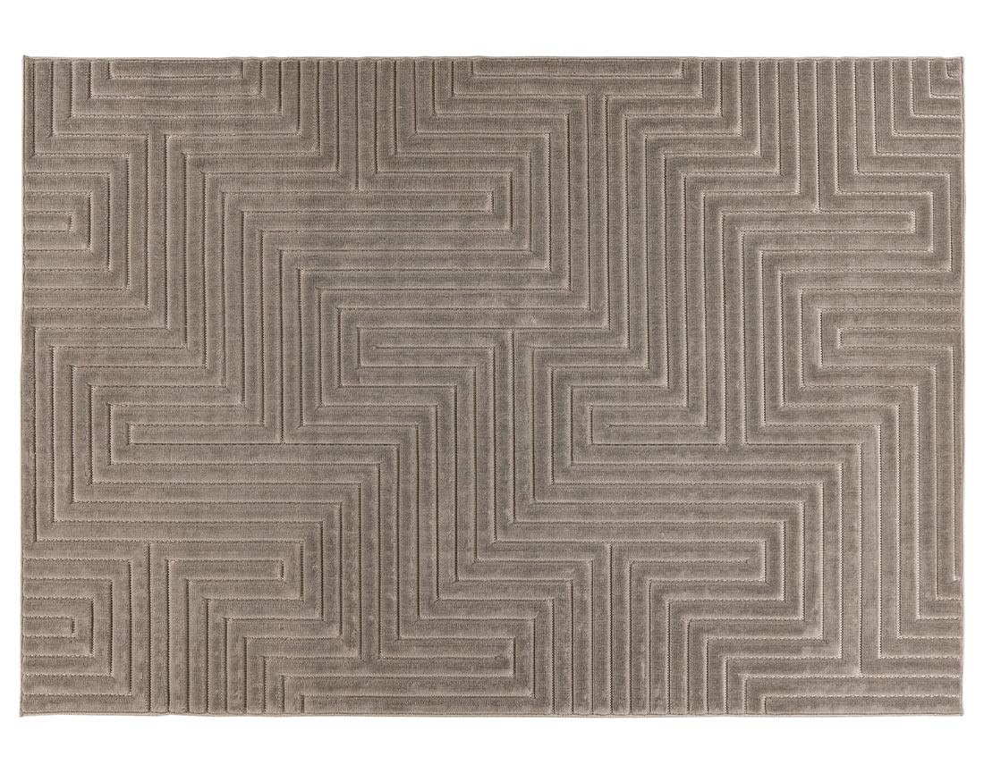 Tapis rectangulaire motif graphique intérieur et extérieur taupe Rio