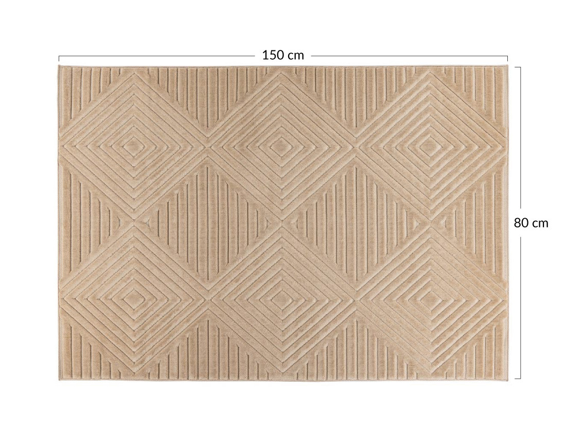 Tapis rectangulaire motif géométrique intérieur et extérieur beige Rio