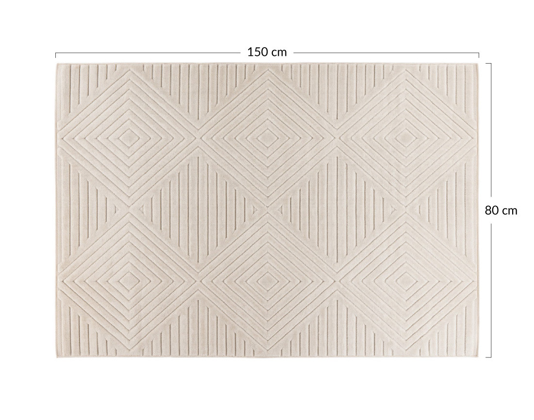 Tapis rectangulaire motif géométrique intérieur et extérieur blanc Rio