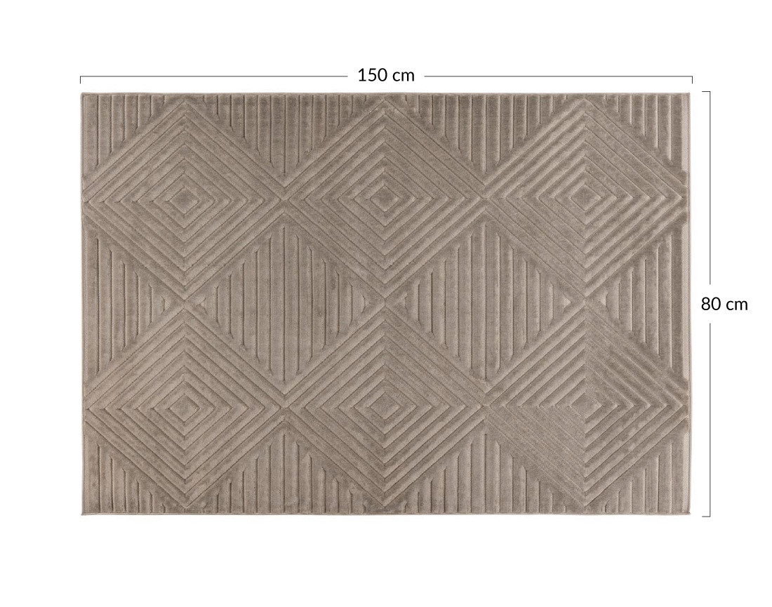 Tapis rectangulaire motif géométrique intérieur et extérieur taupe Rio