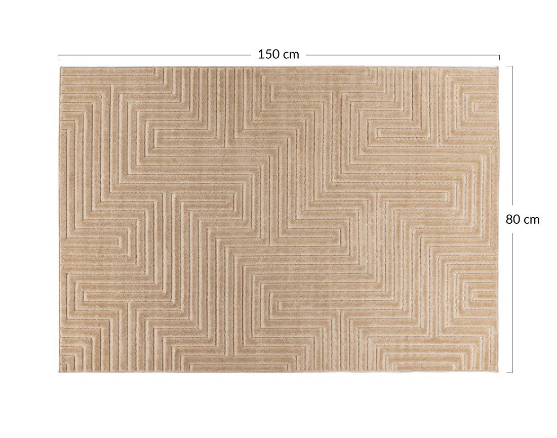 Tapis rectangulaire motif graphique intérieur et extérieur beige Rio