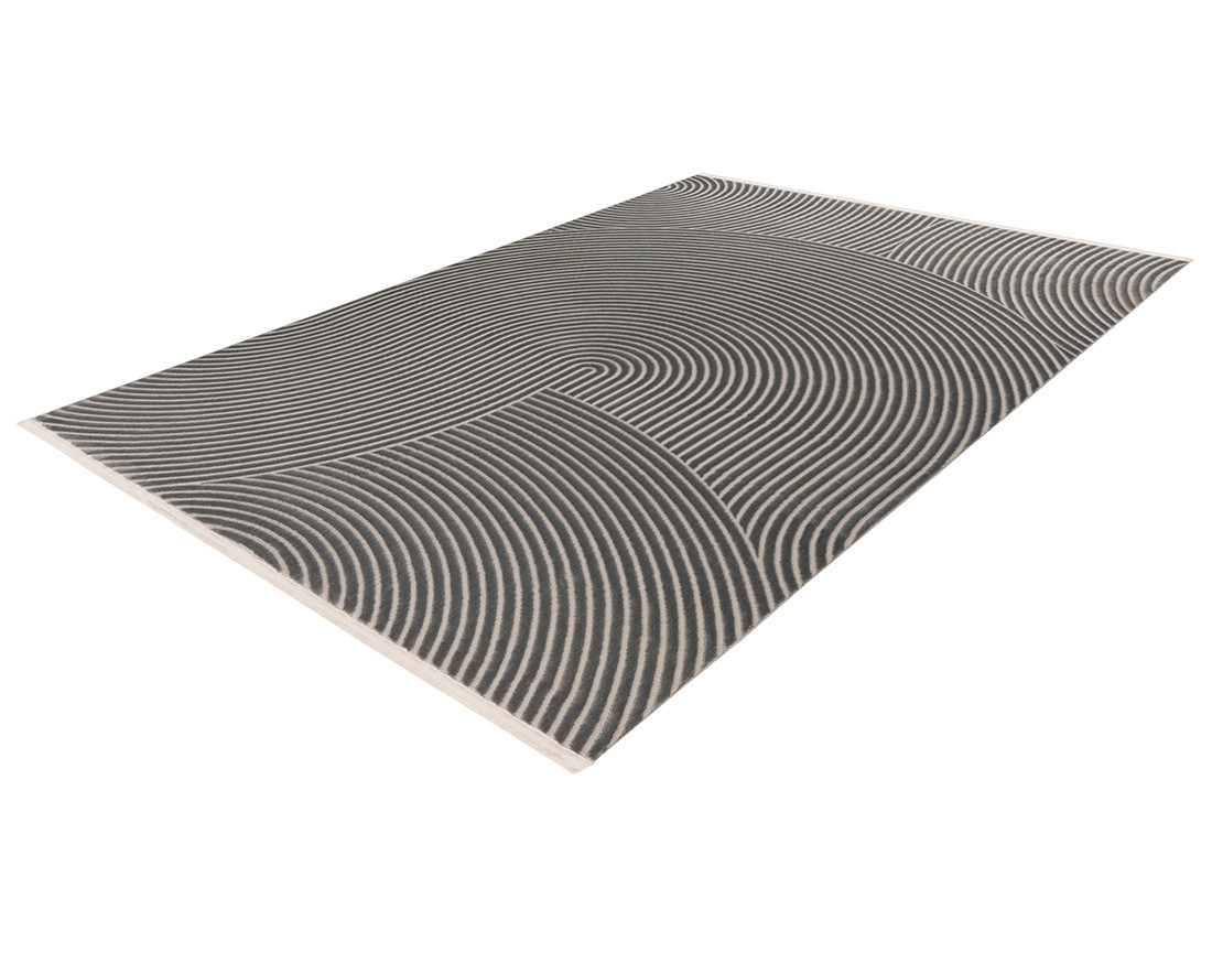 Tapis rectangulaire motif abstrait gris anthracite