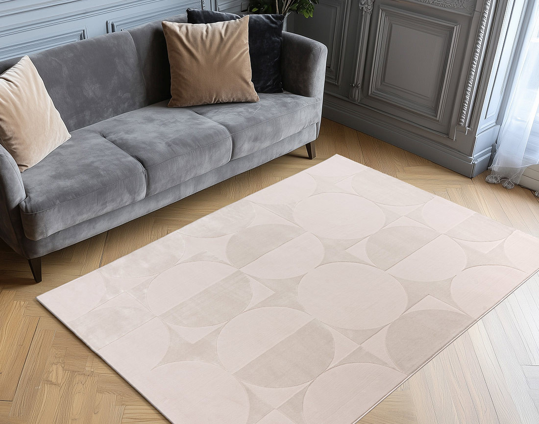 Tapis rectangulaire motif géométrique beige Telio