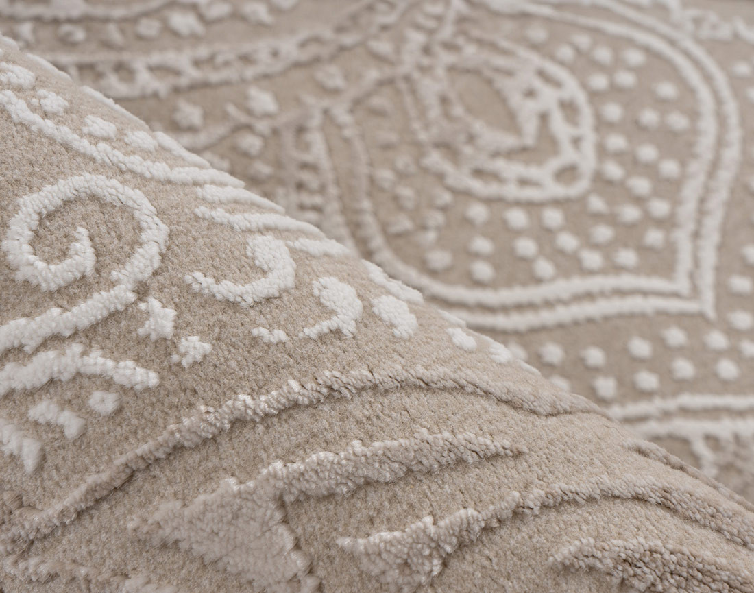 Tapis rectangulaire motif oriental taupe Telio