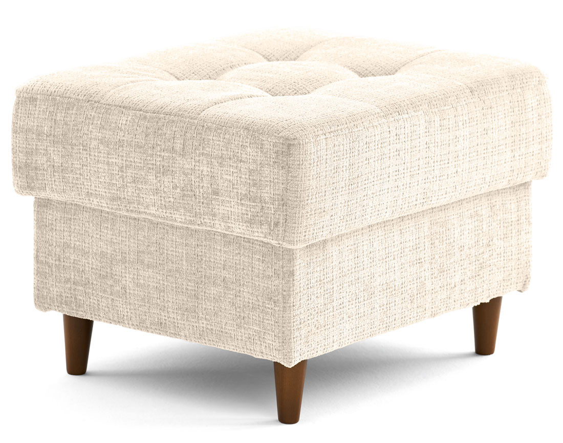 Pouf en velours texturé pieds en bois Anna