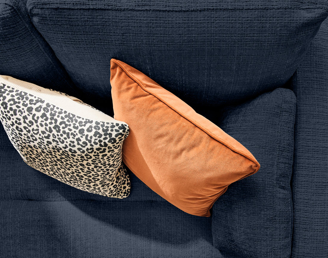 Canapé droit 3 places convertible avec poche en velours texturé Anna