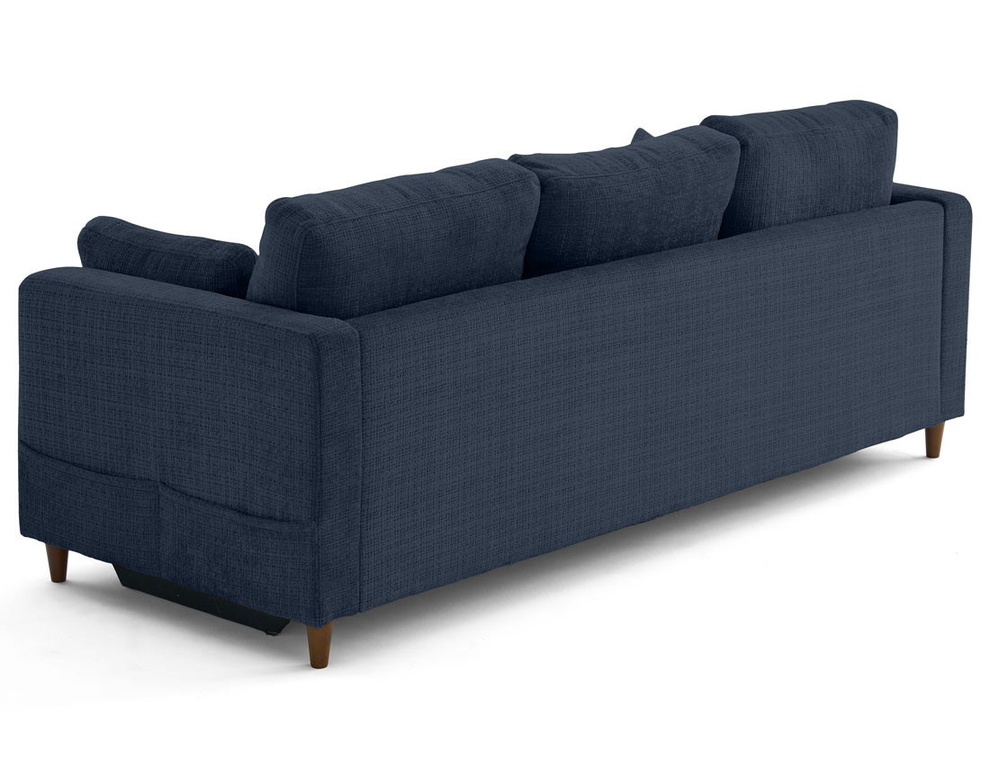 Canapé droit 3 places convertible avec poche en velours texturé Anna