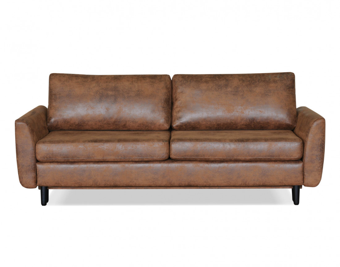 Canapé droit 3 places convertible style industriel avec coffre de rangement Dan