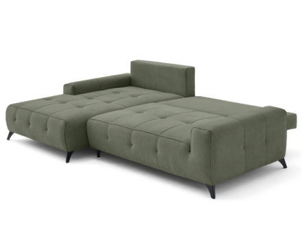 Canapé d'angle gauche 4 places convertible avec coffre en tissu texturé Rimini