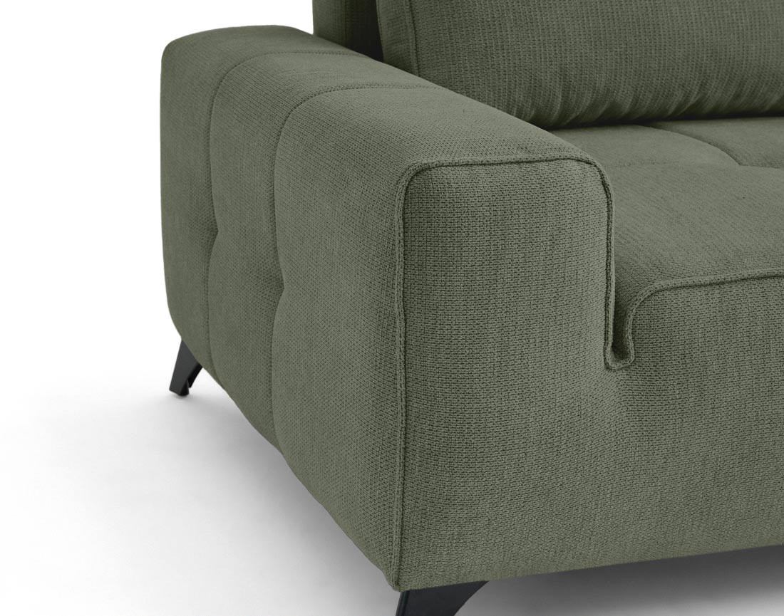 Canapé d'angle droit 4 places convertible avec coffre en tissu texturé Rimini