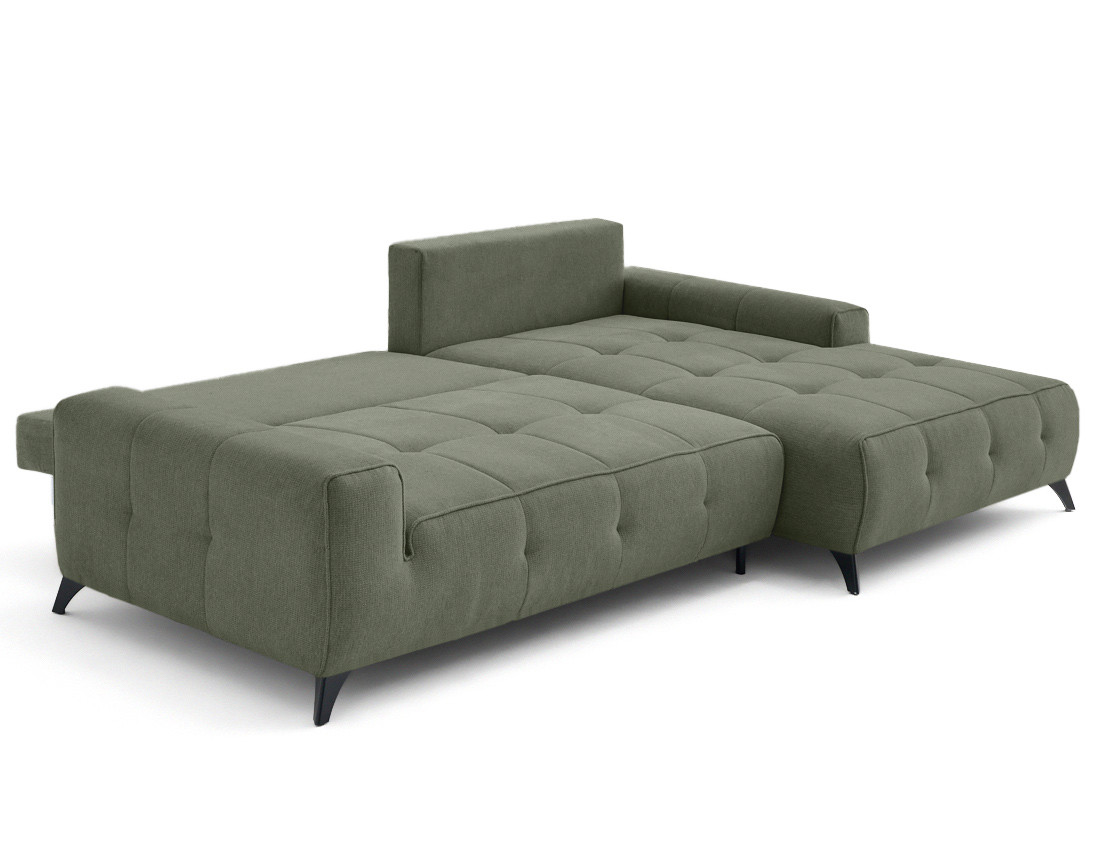 Canapé d'angle droit 4 places convertible avec coffre en tissu texturé Rimini