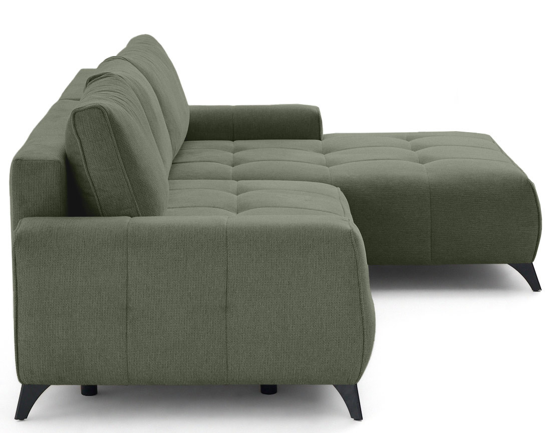 Canapé d'angle droit 4 places convertible avec coffre en tissu texturé Rimini