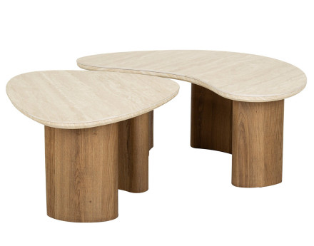 Lot de 2 tables basses bois 88 et 65 cm Mohea