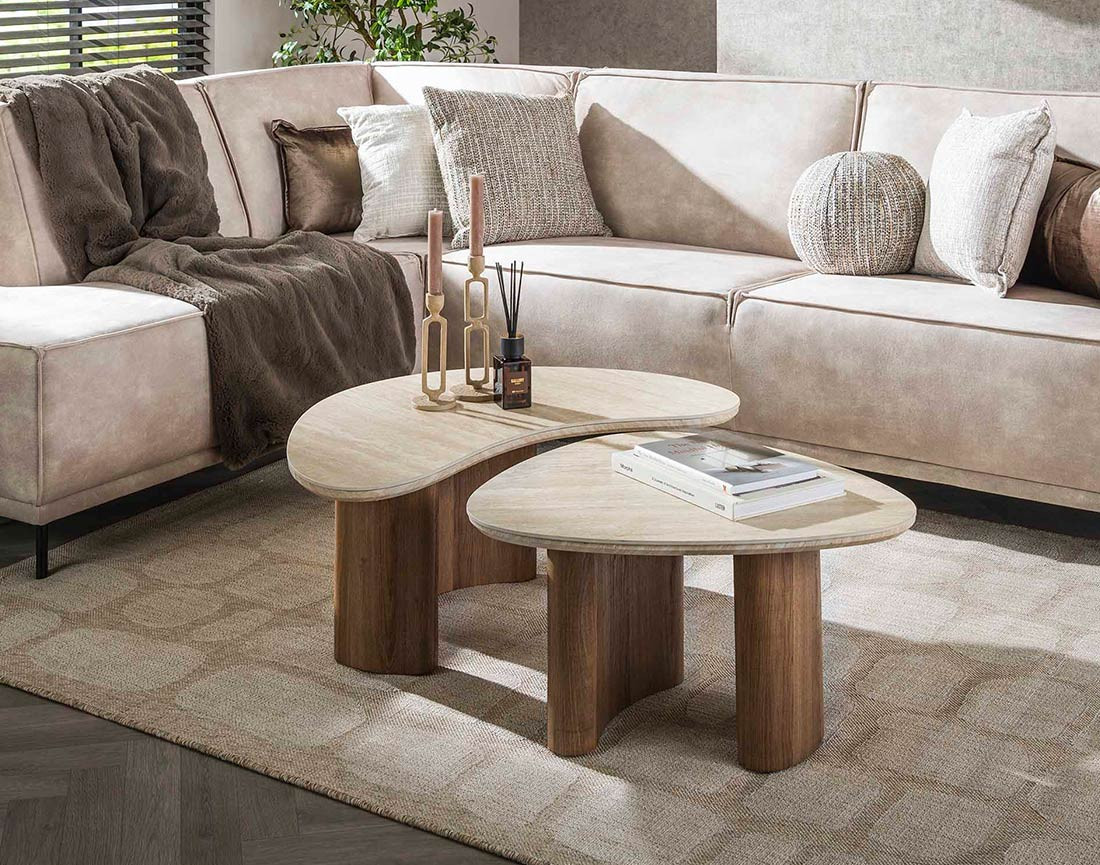 Lot de 2 tables basses bois 88 et 65 cm Mohea