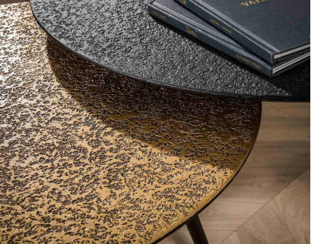 Lot de 2 tables basses doré et noir 74 et 58 cm Kahoni