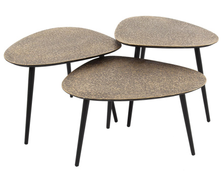 Lot de 3 tables basses doré et noir 54 cm Kahoni