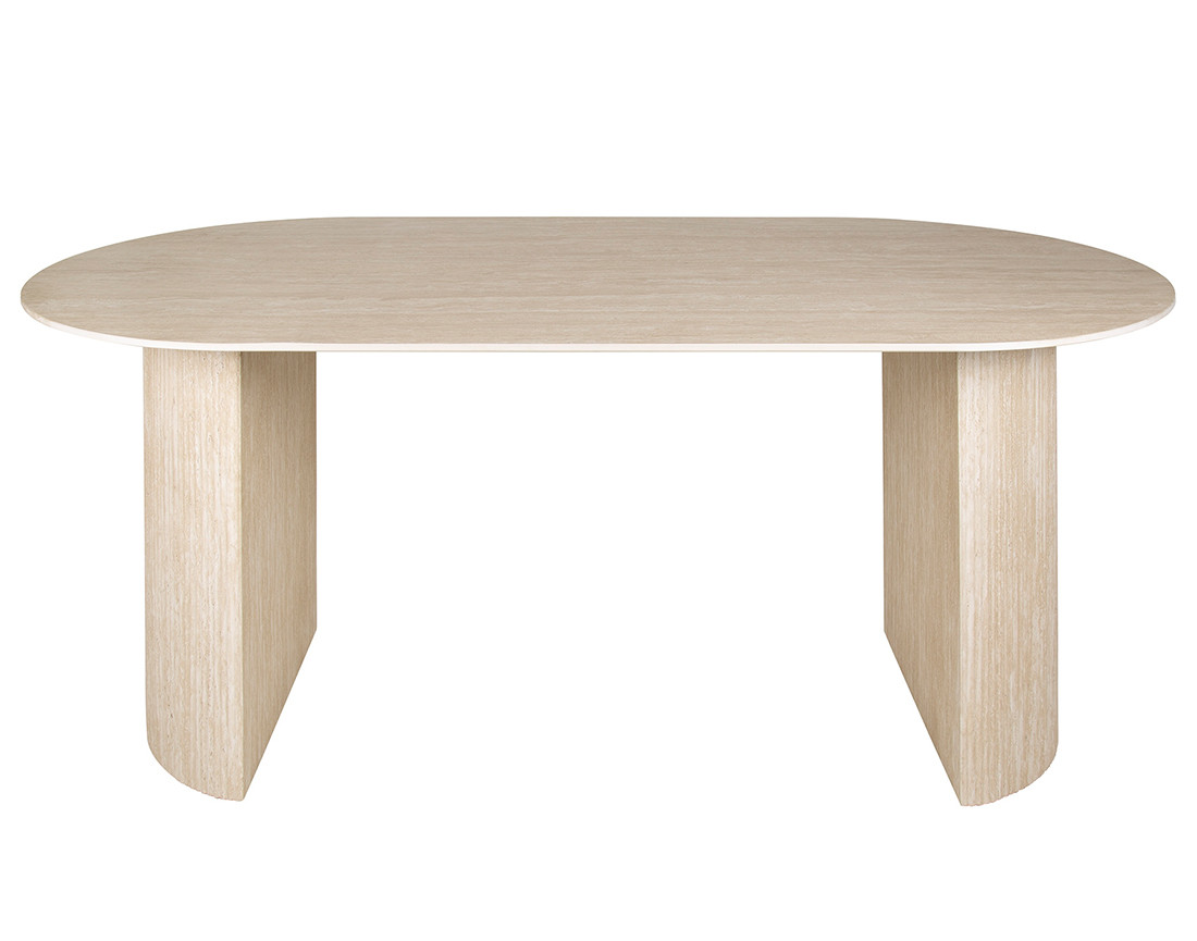 Table à manger bois effet travertin 6 personnes Maeva