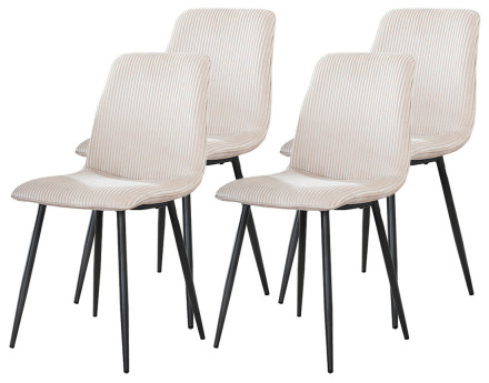 Lot de 4 chaises en velours côtelé et velours Iris