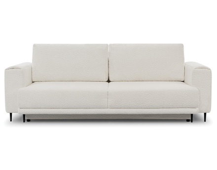 Canapé droit 3 places convertible avec coffre en tissu bouclette Maddie