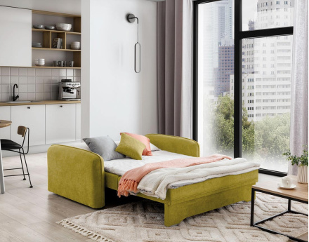 Canapé droit 3 places convertible avec coffre en velours Michelle