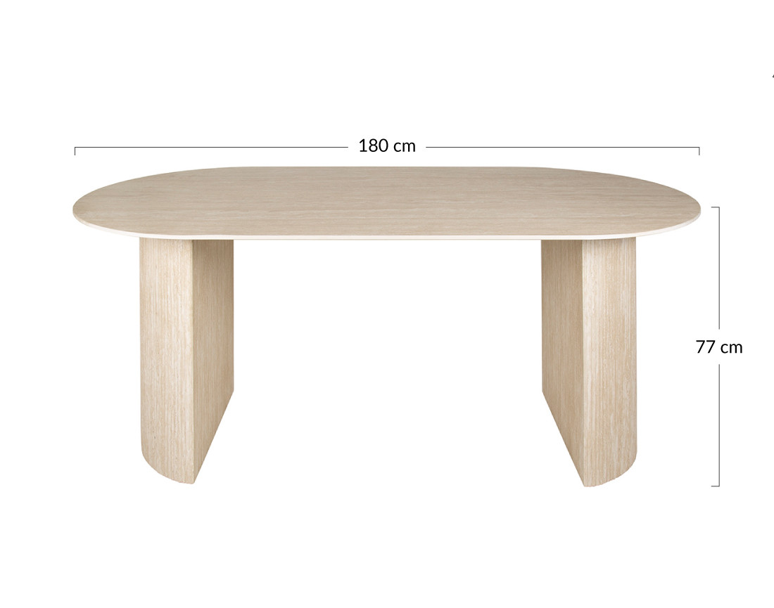 Table à manger bois effet travertin 6 personnes Maeva