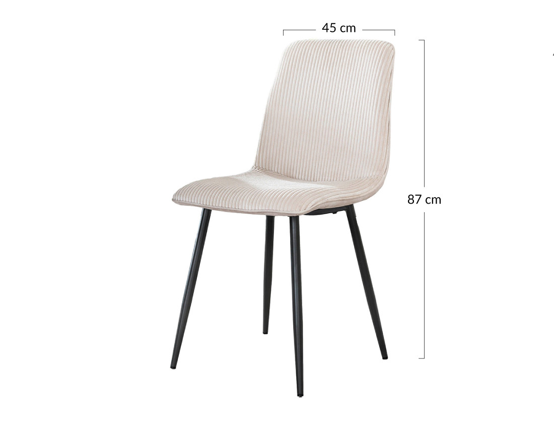 Lot de 4 chaises en velours côtelé et velours Iris