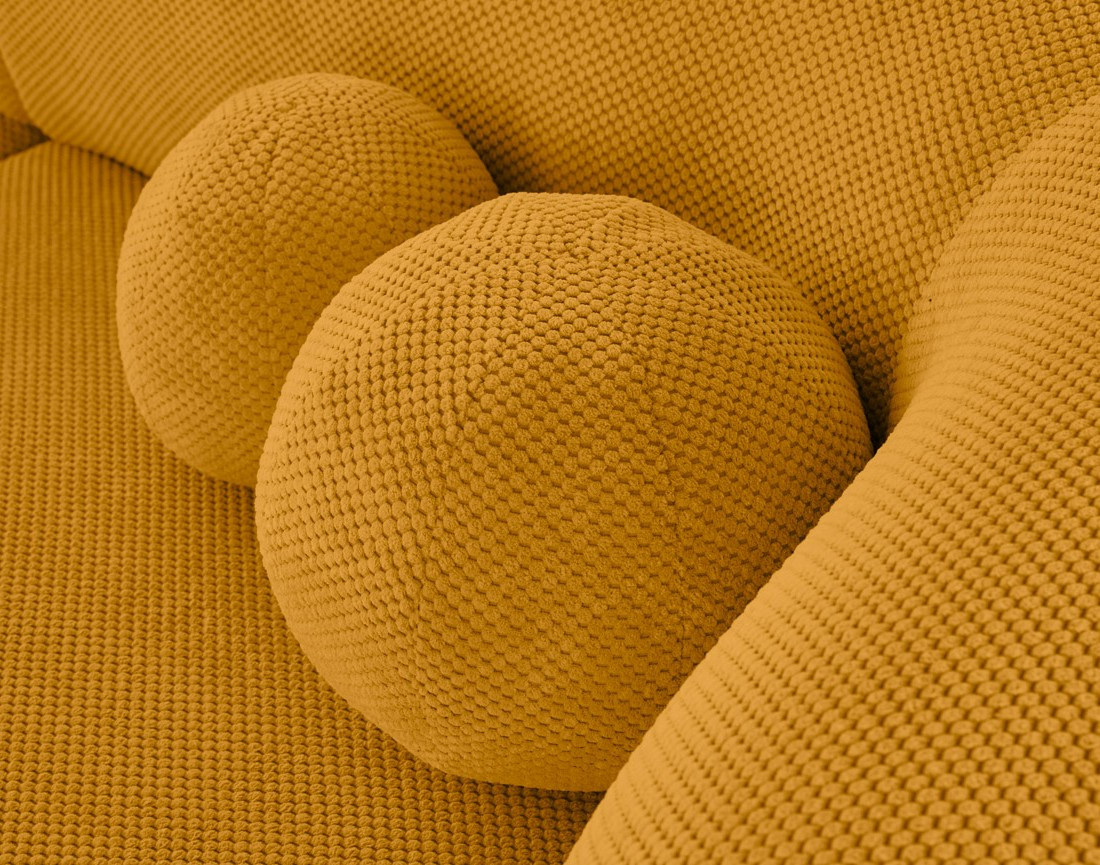 Canapé droit 3 places en velours texturé Charles