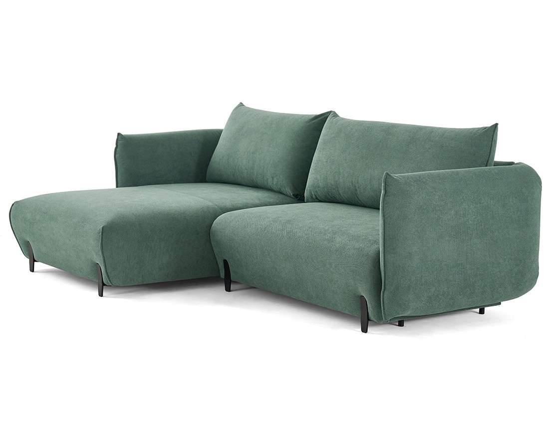 Canapé d'angle gauche 4 places convertible avec coffre en tissu Gianni